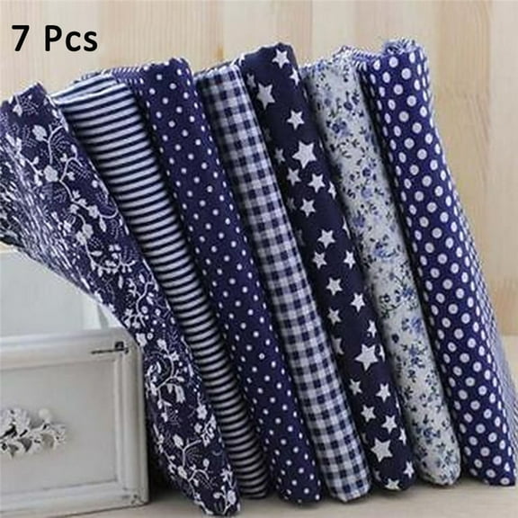 SPRING PARK 7Pcs 25x25cm Floral Dot Patchwork Cotton Fabric Plain Cloth DIY Sewing Quilting