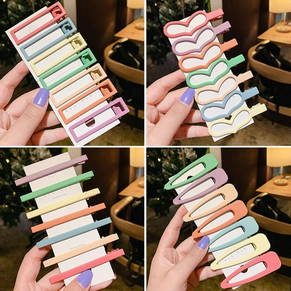 SPRING PARK 7Pcs Hair Clips Clip Candy Color Snap Hair Clip Barrette Hairpin Hair Accessories for Women