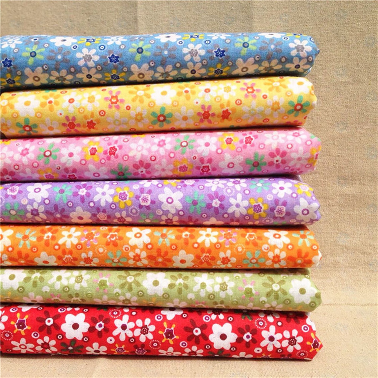 SPRING PARK 7Pcs/Set Soft Floral Print Cotton Cloth Fabric Hand Craft Sewing Material for DIY Handmade - image 1 of 7