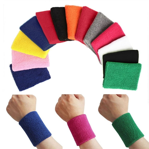 SPRING PARK 8 oz Cotton Sweatband Wristbands with Absorbent Terry Cloth, White
