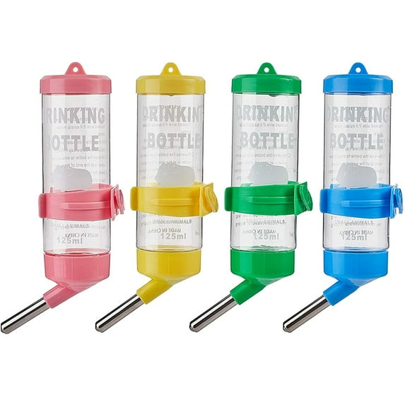 SPRING PARK 80ML/125ML No Drip Small Animal Water Bottle, Plastic Steel Ball Design Water Bottle for Small Pet/Bunny/Ferret/Hamster/Guinea Pig/Rabbit