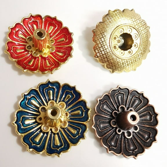 SPRING PARK 9-Hole Lotus Incense Holder Flower Copper Cone Plate Stick Tower Burner Bowl Decor