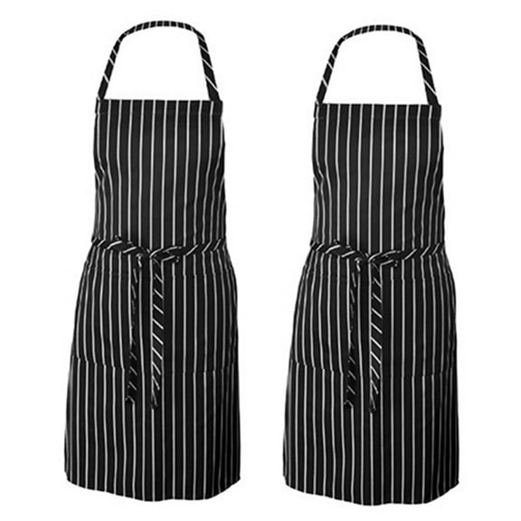 SPRING PARK Adjustable Bib Pinstripe Apron with 2 Pockets, Unisex Cooking Kitchen Aprons for Chef Couple BBQ Painting