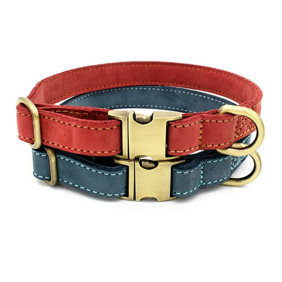 SPRING PARK Adjustable Dog Collar Safety Personalized Faux Leather D-ring Collars for Dogs Puppy