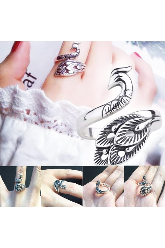 Adjustable Knitting Loop Crochet Loop Ring Knitting Accessories,Peacock Open Finger Ring