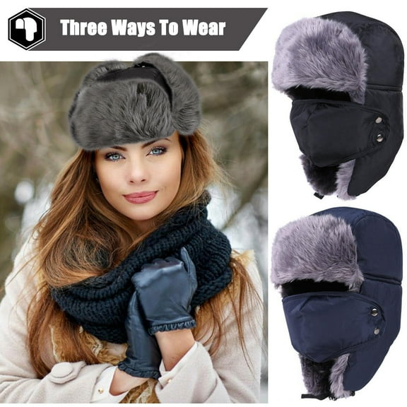 SPRING PARK Adjustable Winter Unisex Women Men Warm Thick Soft Outdoor Cycling Windproof Ski Face Cover Hat Casual Cap