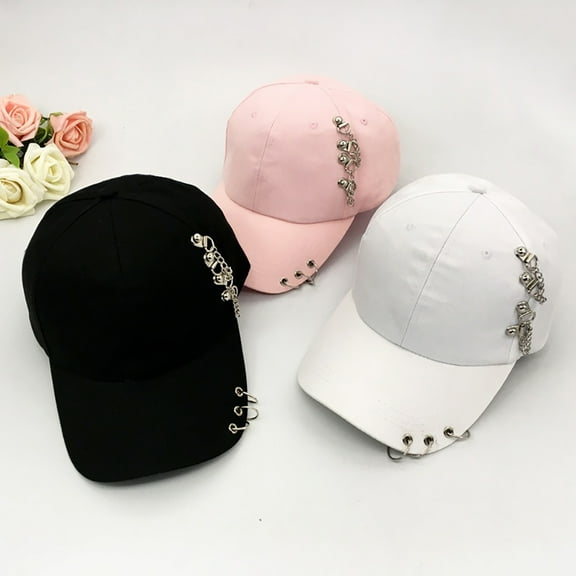 SPRING PARK Adult Unisex Fashion Metal Ring Hip-Hop Baseball Cap Anti-UV Light Outdoor Women Sports Hat