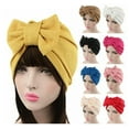 thumbnail image 1 of SPRING PARK Adult Women Solid Color Stretchy Turban Cancer Chemo Cap Bowknot Pleated Headwrap Hair Hjab Hat, 1 of 4