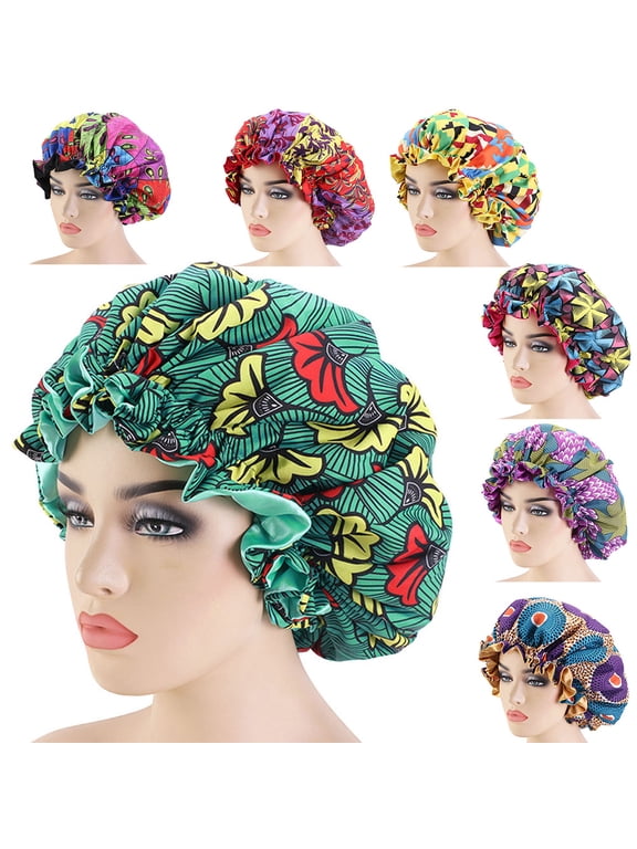 African Satin Lined Bonnets Print Pattern Cap Fabric Turban Sleep Hat for Women