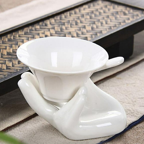 SPRING PARK Air Plant Holder Cute Ceramic Mini Hand Shape Stand Airplants Small Container Pot Plant Decorative Home Decor for Desk Table Shelf