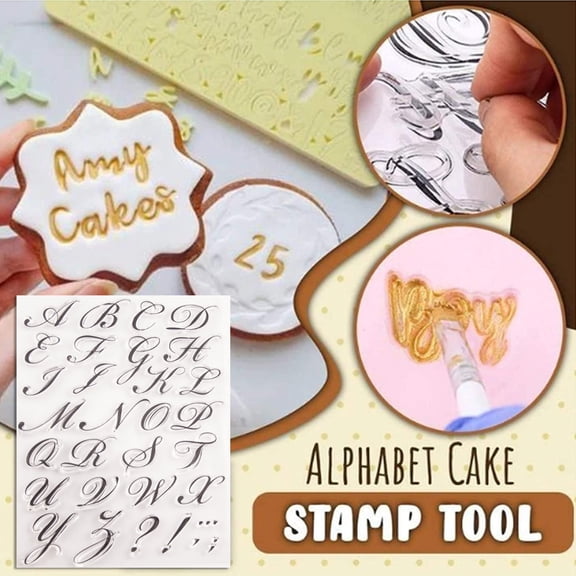 SPRING PARK Alphabet Cake Stamp Tool,Alphabet & Numbers Fondant Cake Mold, DIY Cookie Stamp Cookie Cutter Fondant Molds, Handmade English Letters Mold Baking Tools