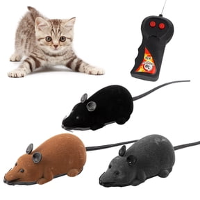 SPRING PARK Animals Funny Wireless Electronic Remote Control False Mouse Rat Plush Doll Pet Toy for Cats