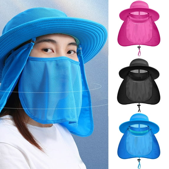 SPRING PARK Anti UV Sun Cap Wide Brim Fishing Hat with Neck Flap Breathable Leisure Sunhat for Fishing