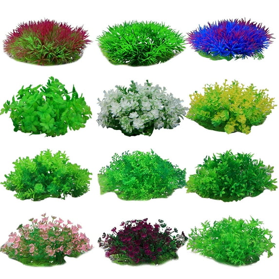SPRING PARK Aquarium Decorations Plastic Ornament Plants Fish Tank,for Household and Office Aquarium Simulation Plastic Hydroponic Green Water Plants