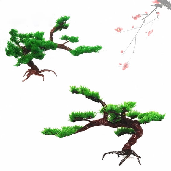 SPRING PARK Artificial Aquarium Green Water Pine Tree, Dismountable Fish Tank Aquarium Decorations, Made of Soft Plastic, Safe for All Fish & Pet