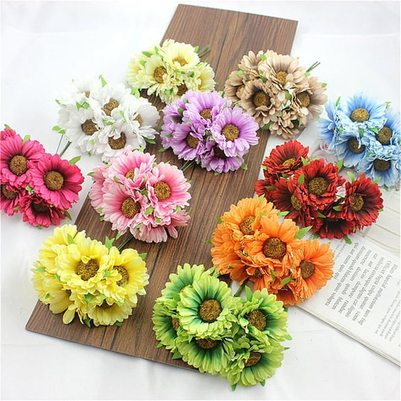 SPRING PARK Artificial Flowers Autumn Wreath Sunflower Silk Fake Chrysanthemum Flowers Artificial Paper Flowers Wreath for Front Door Window Wedding Summer Fall Outdoor Indoor Home Decor