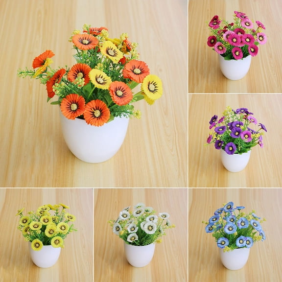 SPRING PARK Artificial Potted Flowers Fake Plant In Pot Party Garden Home Office Table Decor