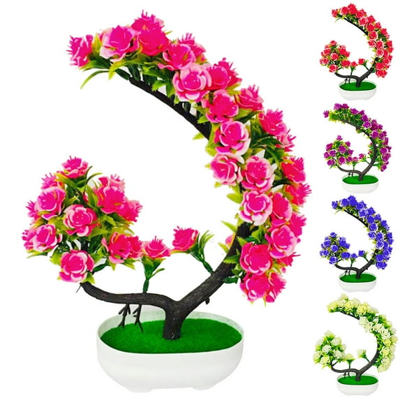 SPRING PARK Artificial Rose Flower Tree Plant Potted Bonsai Home Outdoor Wedding Garden Wall Decor