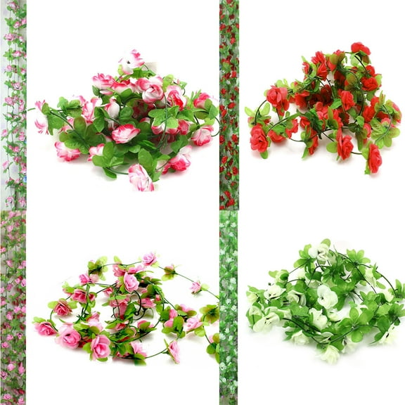 SPRING PARK Artificial Rose Garland Silk Flower Vine Ivy Wedding Garden String