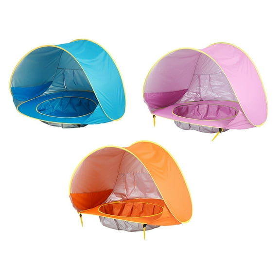 SPRING PARK Automatic Instant Baby Tent with Pool, UV Protection Beach Sun Shelter, Portable Mosquito Net/Travel Bed for Infant