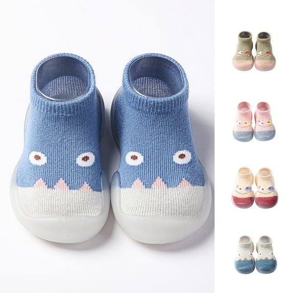 SPRING PARK Baby Boys Girls Cartoon First Walking Shoes Soft Toddler Socks Cute Shoes