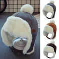 thumbnail image 1 of SPRING PARK Baby Boys Hat Baby Boy Lined Warm Fleece Plush Ball Hat Infant Toddler Winter Hat For 0-2 Years, 1 of 7