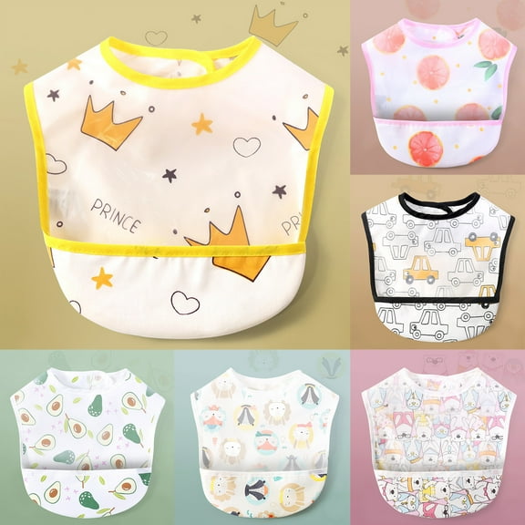 SPRING PARK Baby Feeding Bibs Waterproof Toddlers Baby Bibs with Large Food Pocket Apron