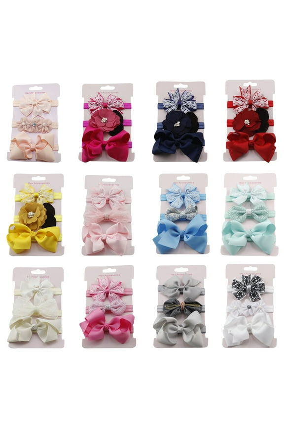Baby Girls Flower Bowknot Elastic Soft Headbands Hair Band Headwear Newborn Infant
