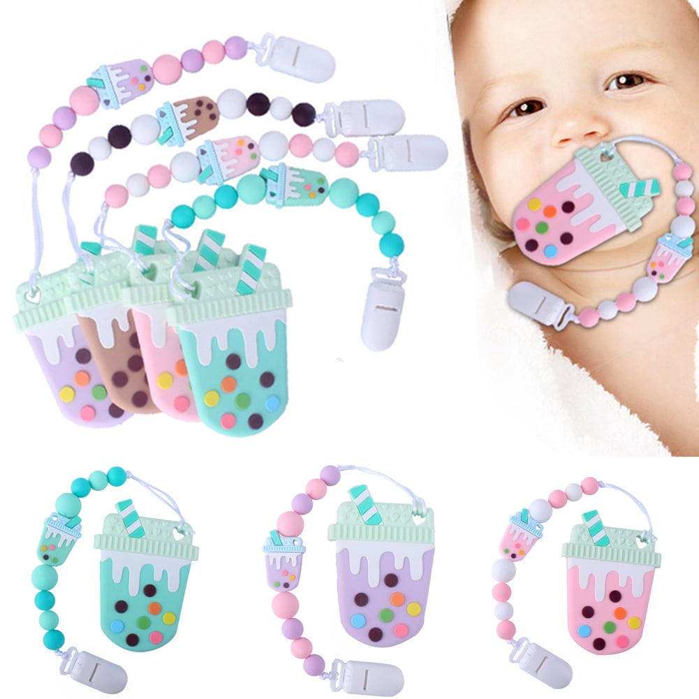 SPRING PARK Baby Pacifier Clip Silicone Animal Beads Free Toddle ...