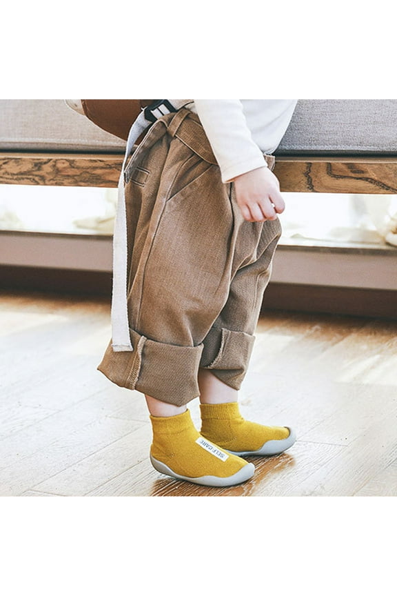 Baby Toddler Sock Shoes Infant Soft Rubber Sole Shoes Breathable Cotton First Walking Shoes Anti-Slip for Kids Baby Girls Boys