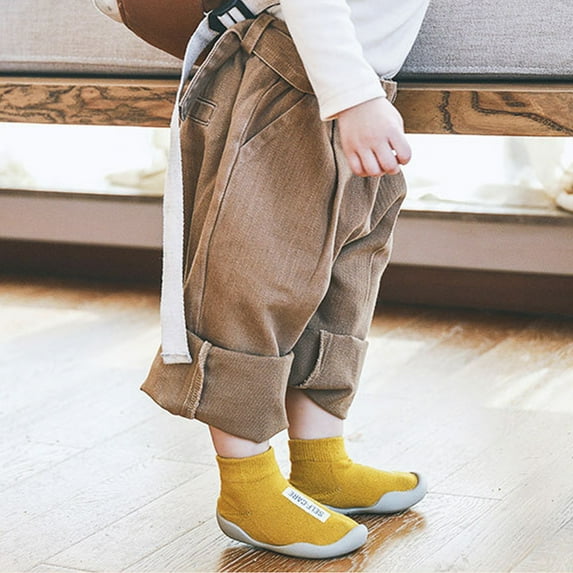 SPRING PARK Baby Toddler Sock Shoes Infant Soft Rubber Sole Shoes Breathable Cotton First Walking Shoes Anti-Slip for Kids Baby Girls Boys