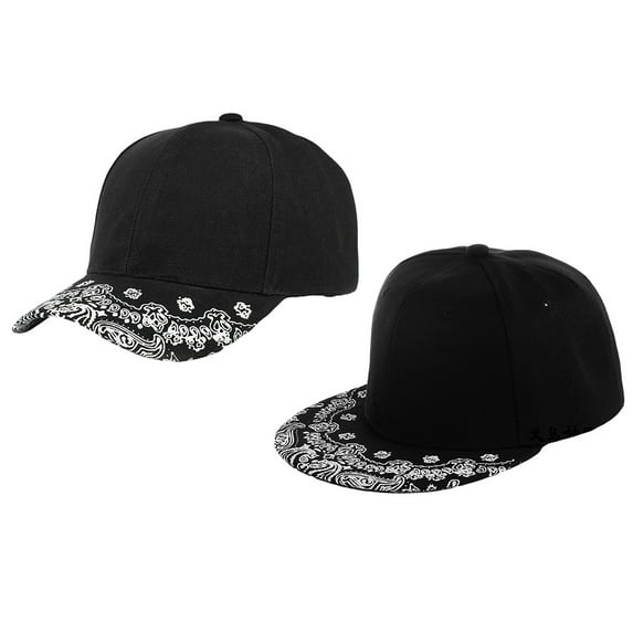 SPRING PARK Baseball Cap Flat Brim Paisley Visor Snapback Adjustable Hat Solid Men