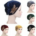 thumbnail image 1 of SPRING PARK Beads Flower Women Cancer Chemo Velvet Hat Muslim Beanie Turban Head Outdoor Wrap Cap, 1 of 4