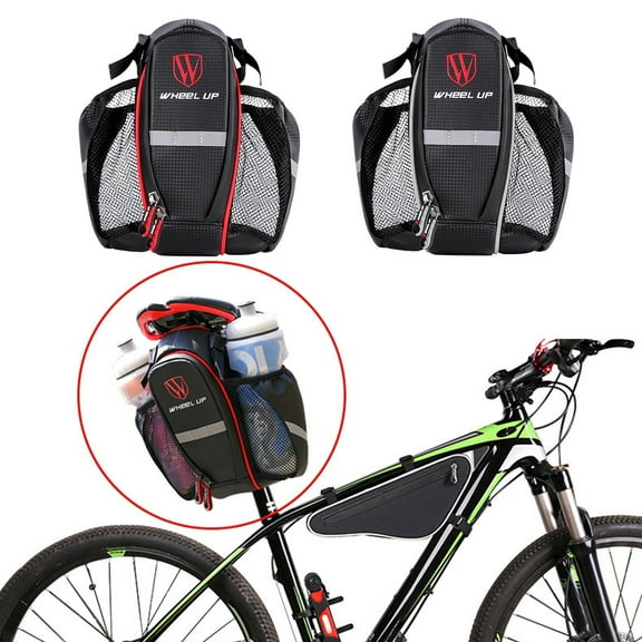 SPRING PARK Bicycle Double Water Bottle Organizer Bike Saddle Bag Bicycle Seat Pack Bag Portable Rear Pouch
