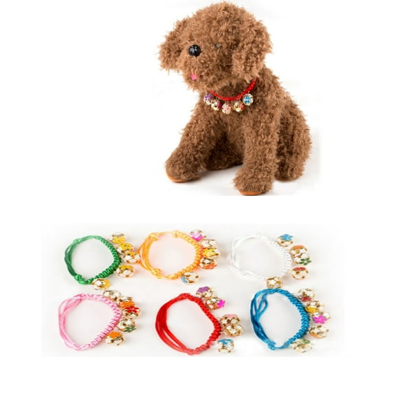 SPRING PARK Braided rope Adjustable Kitten Collar Bell Cat Small Pet Puppy Snap Buckle