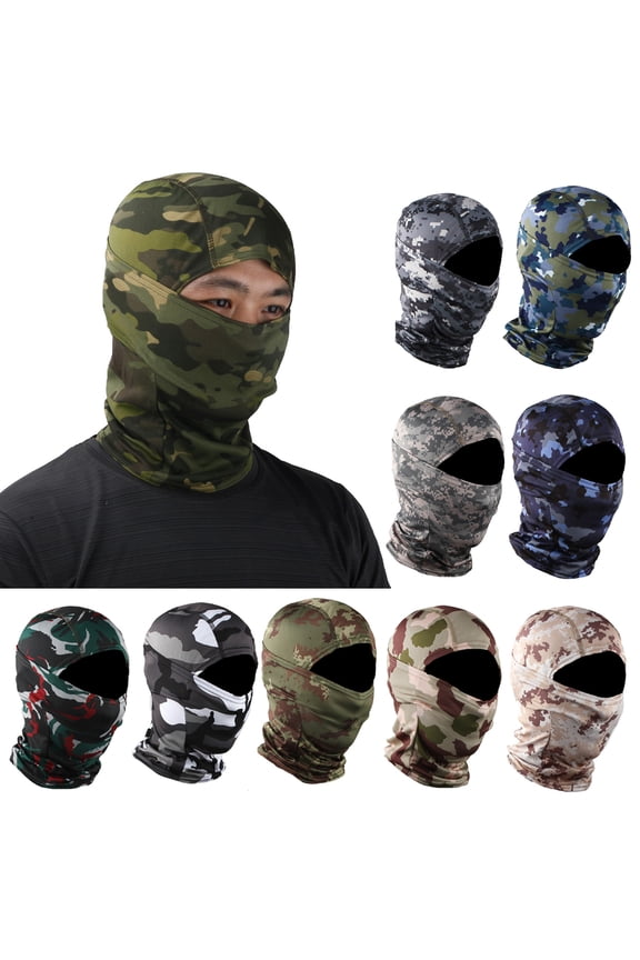 Camouflage Print Balaclava Face Cover Breathable Sun Dust Protection Neck Gaiter Scarf Full Face Cover for Outdoor Activities