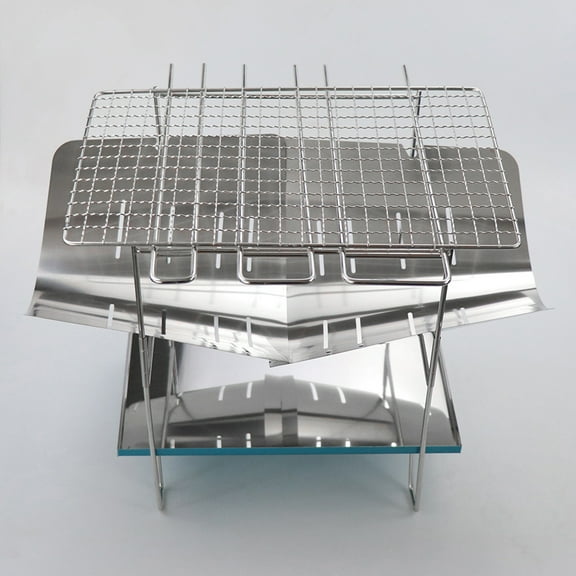 SPRING PARK Camping Wood Burning Stove Outdoor Portable Stainless Steel BBQ Grill for Hiking Fishing Hunting