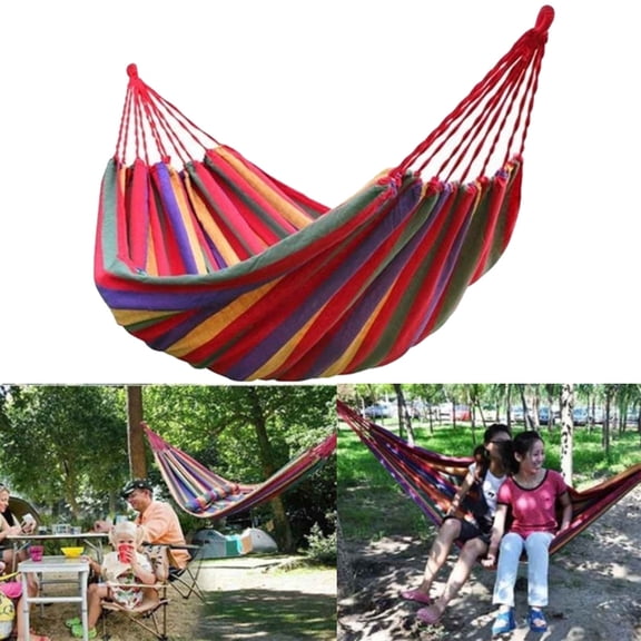SPRING PARK Canvas Fabric Canvas Travel Hammocks Ultralight Camping Hammock Portable Beach Swing Bed Spreader Bar Tree Hanging Suspended Outdoor Indoor