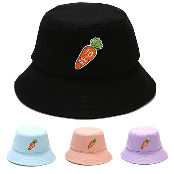 SPRING PARK Cartoon Carrot Pattern Fisherman Hat Sun Hat Bucket Hat Hat for Men or Women