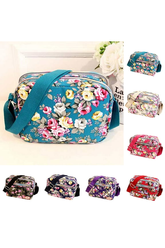 Casual Nylon Floral Shoulder Bag Women Crossbody Bag Messenger Bags Adjustable Strap Waterproof
