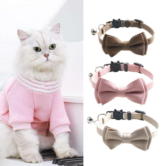 SPRING PARK Cat Collar with Bell and Bow Tie Breakaway Kitten Collars Adjustable Safety Kitty Kitten Puppy Collars