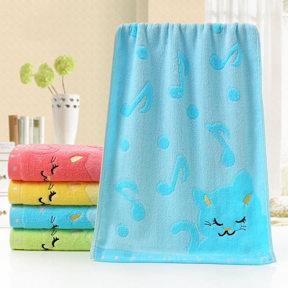 SPRING PARK Cat Musical Note Child Soft Towel Water Absorbing for Home Bath Shower Sanwood