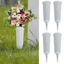 SPRING PARK Cemetery Vases with Spikes 4Pcs Grave Decorations for Flowers Plastic Vase Flower Headstones Holder Cemetery