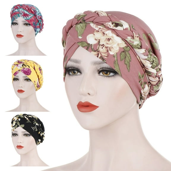 SPRING PARK Chic Women's Fashion Floral Print Elastic Head Scarf Elegant Turban Hat Cancer Chemo Hair Loss Cap