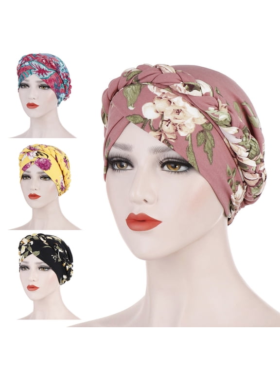 Chic Women's Fashion Floral Print Elastic Head Scarf Elegant Turban Hat Cancer Chemo Hair Loss Cap