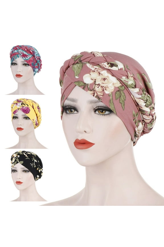 SPRING PARK Chic Women's Fashion Floral Print Elastic Head Scarf Elegant Turban Hat Cancer Chemo Hair Loss Cap