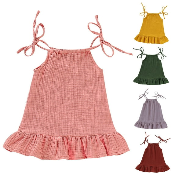 SPRING PARK Children Dresses Sling Girl Child Casual Style Sleeveless Kids Dress Clothes