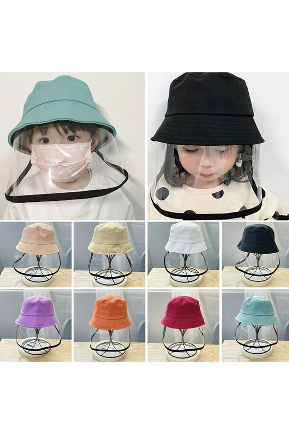 Children Unisex Kids Anti-droplet Solid Color Visor Shield Bucket Hat Face Protective Cover Fishmen Sun Cap