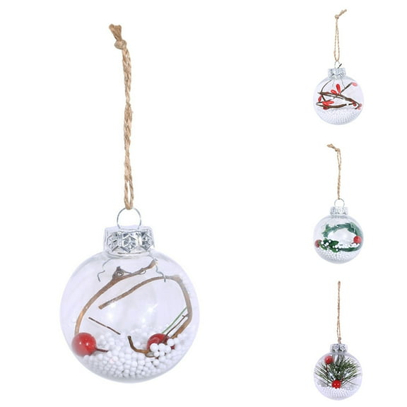 SPRING PARK Christmas Clear Ball Pine Red Berry Plant Stuffed Bauble Xmas Tree Wedding