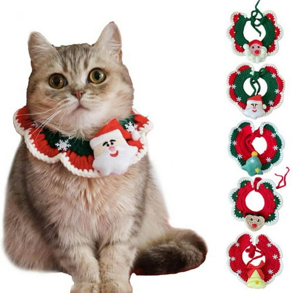 SPRING PARK Christmas Dog Christmas Series Pattern Puppy Dog Woolen Yarn Collar Charms Elegant Cat Dog Flower Dog Christmas Accessories